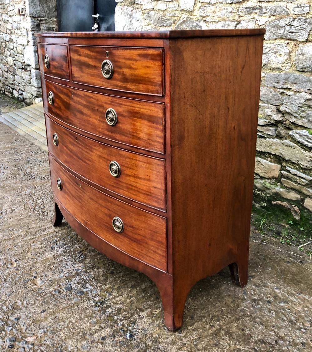 Regency Mahogany Bow Front Chest of Drawers View V