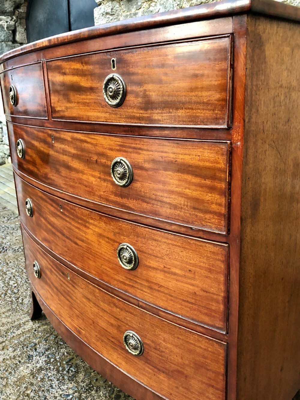 Regency Mahogany Bow Front Chest of Drawers View IX
