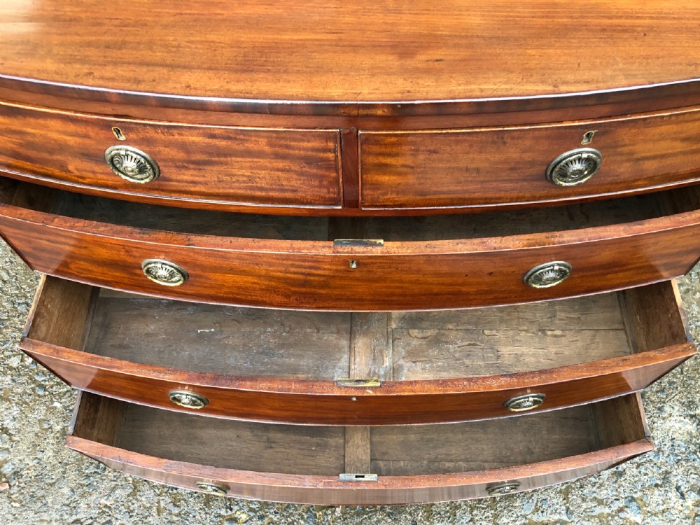 Regency Mahogany Bow Front Chest of Drawers View XI