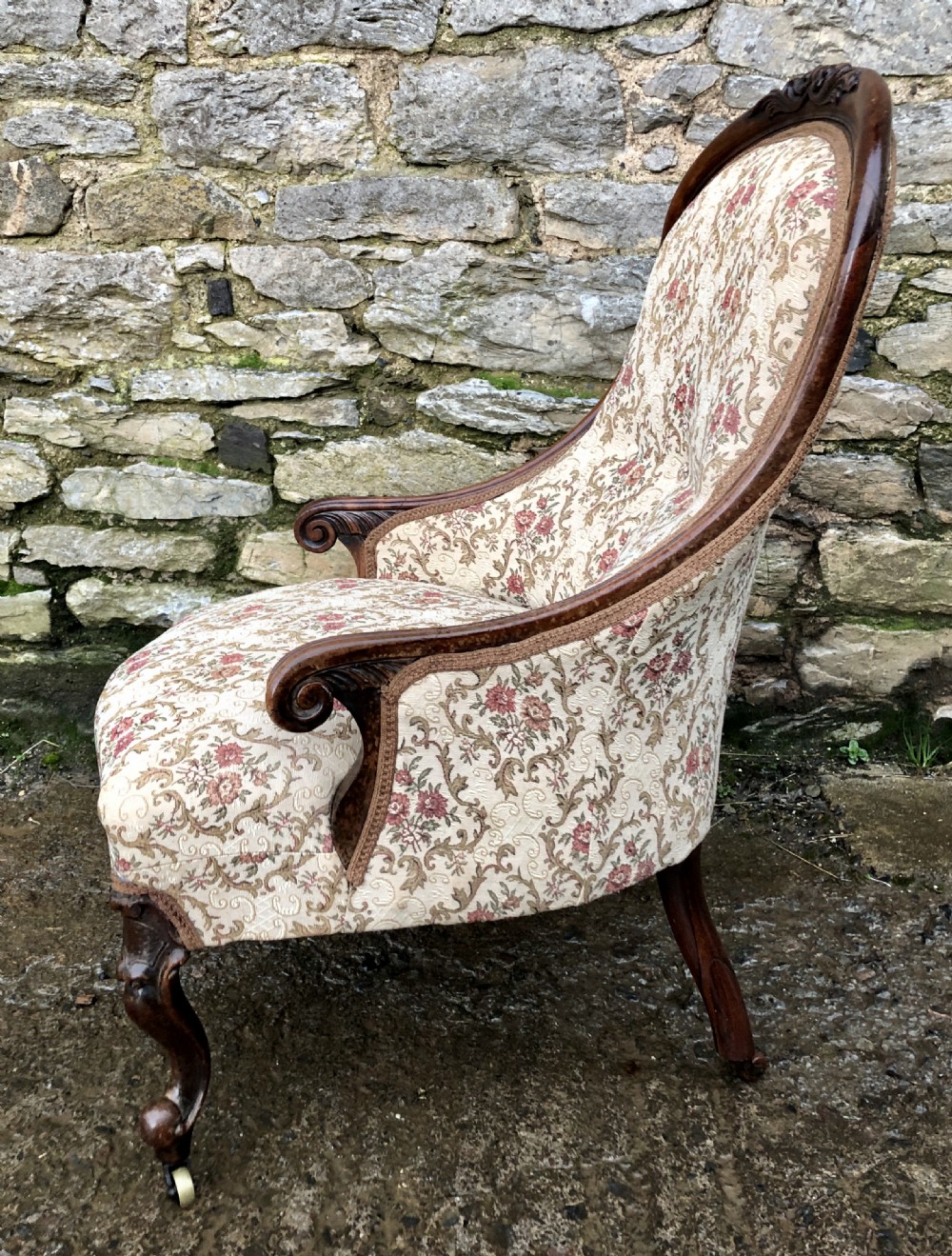 Antique Ladies Upholstered Armchair View II