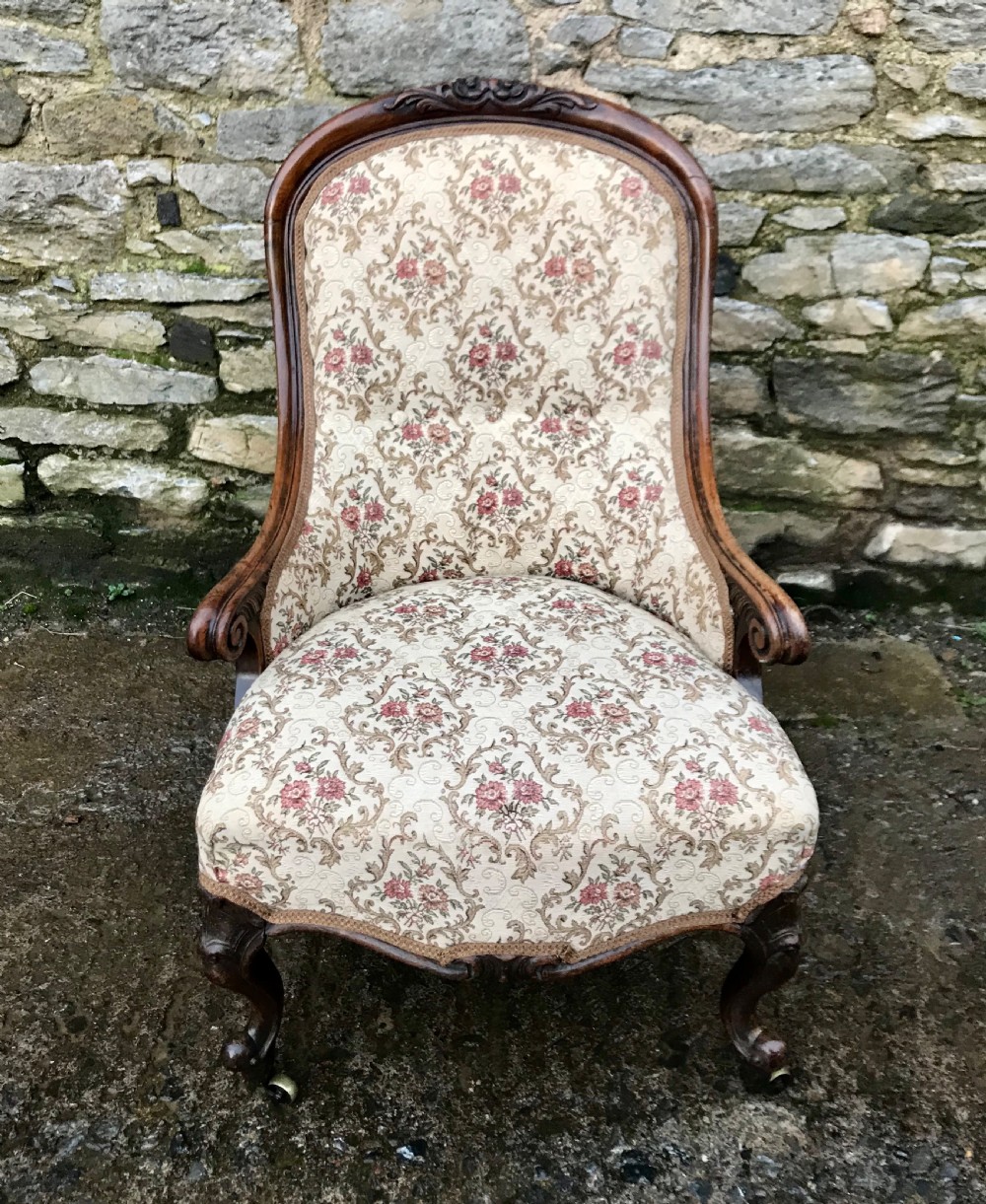 Antique Ladies Upholstered Armchair View IV