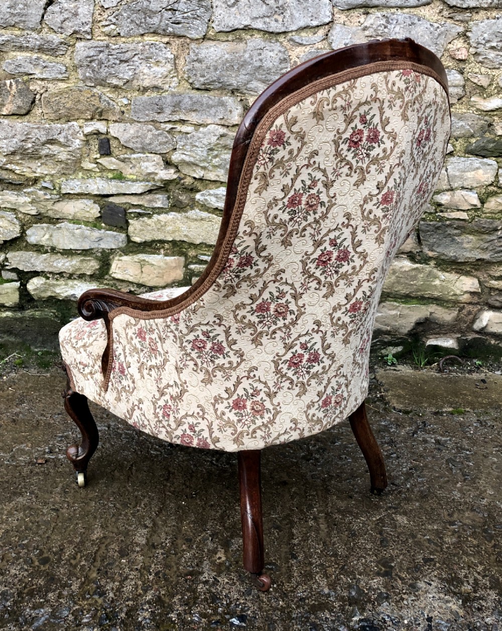 Antique Ladies Upholstered Armchair View V