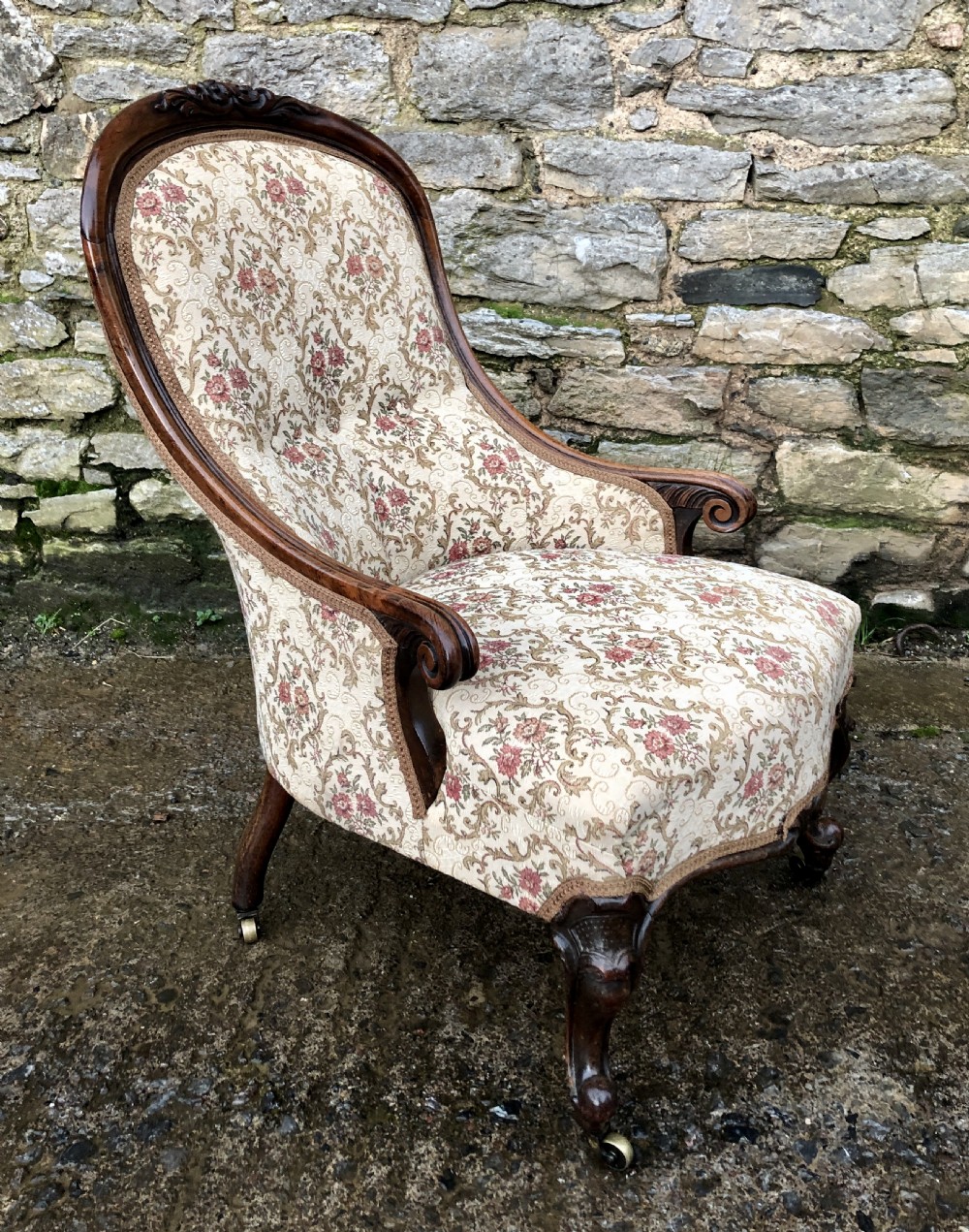 Antique Ladies Upholstered Armchair View VII