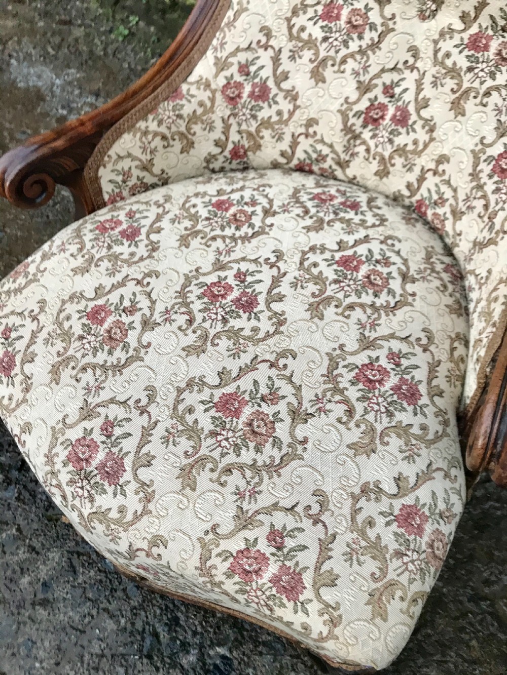 Antique Ladies Upholstered Armchair View XII