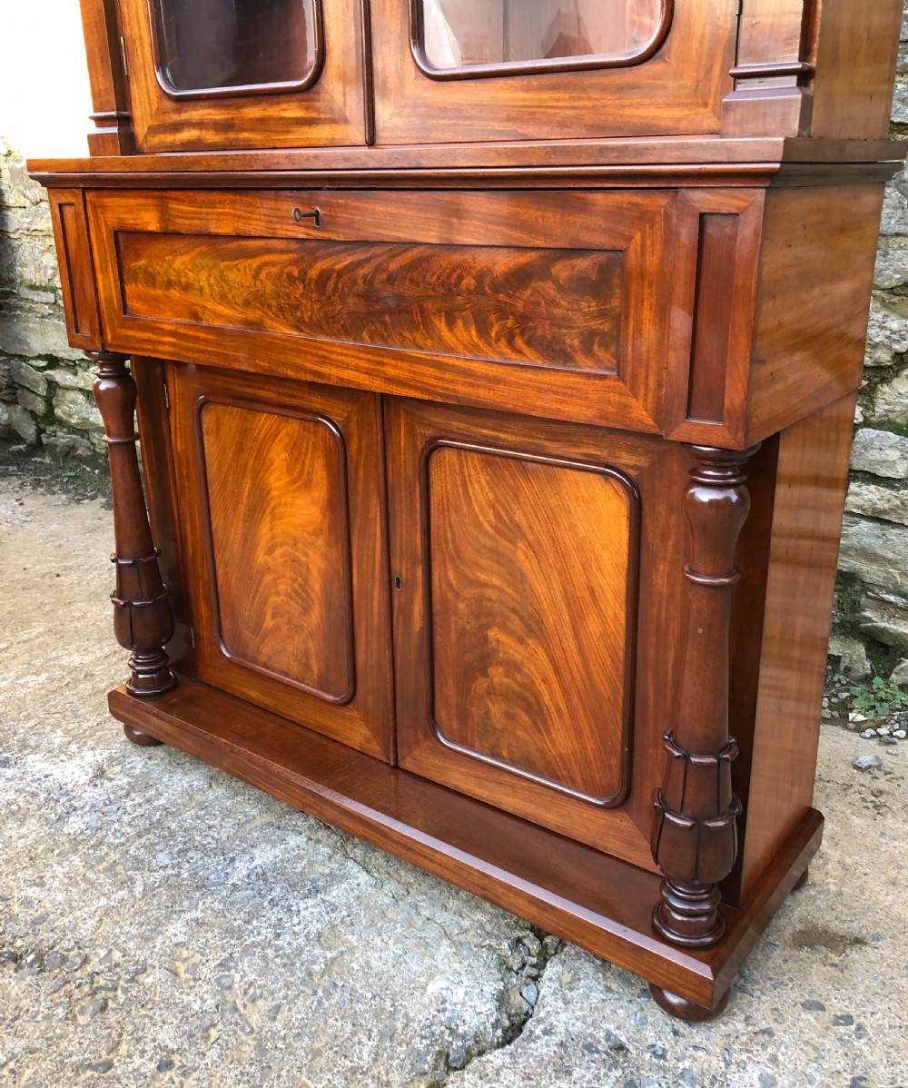 Early Victorian Mahogany Secretaire Bookcase View XII
