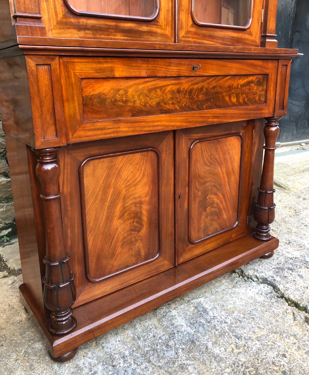 Early Victorian Mahogany Secretaire Bookcase View XVIII
