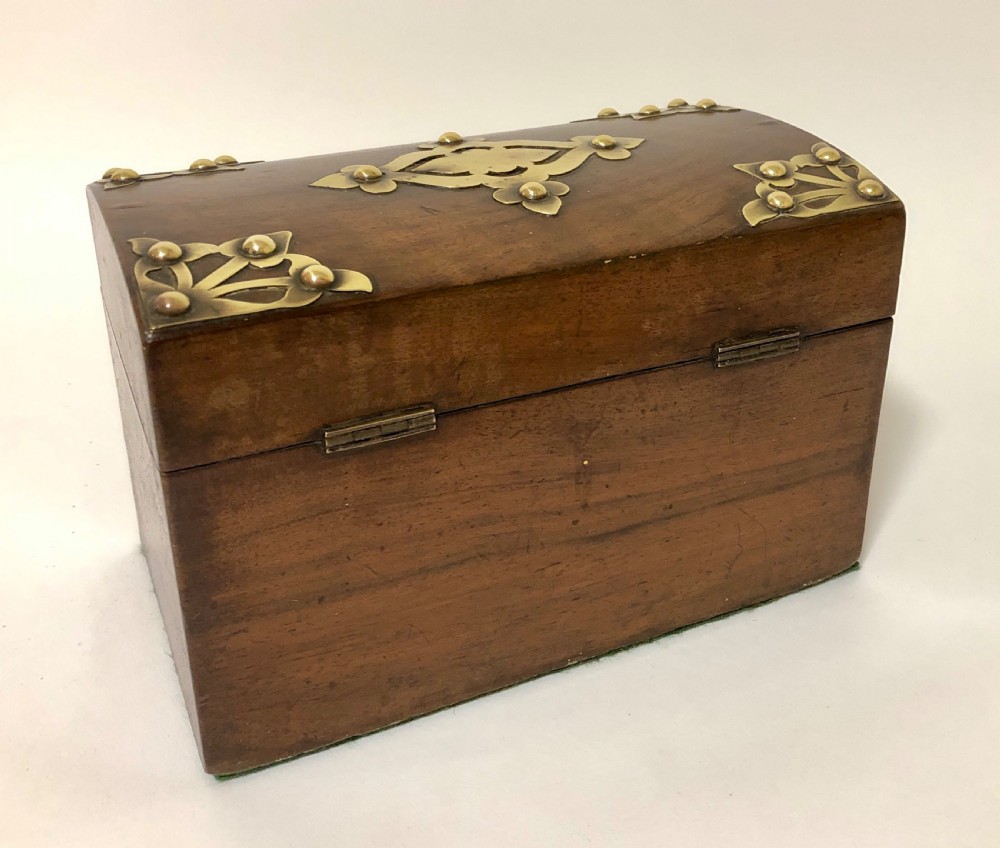 Victorian Walnut Brass Mounted Tea Caddy View IV