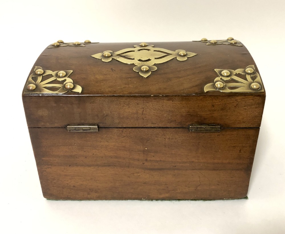 Victorian Walnut Brass Mounted Tea Caddy View VI