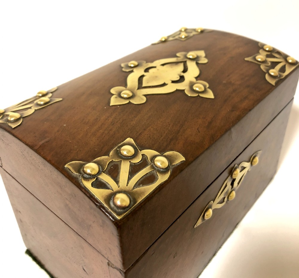 Victorian Walnut Brass Mounted Tea Caddy View VIII