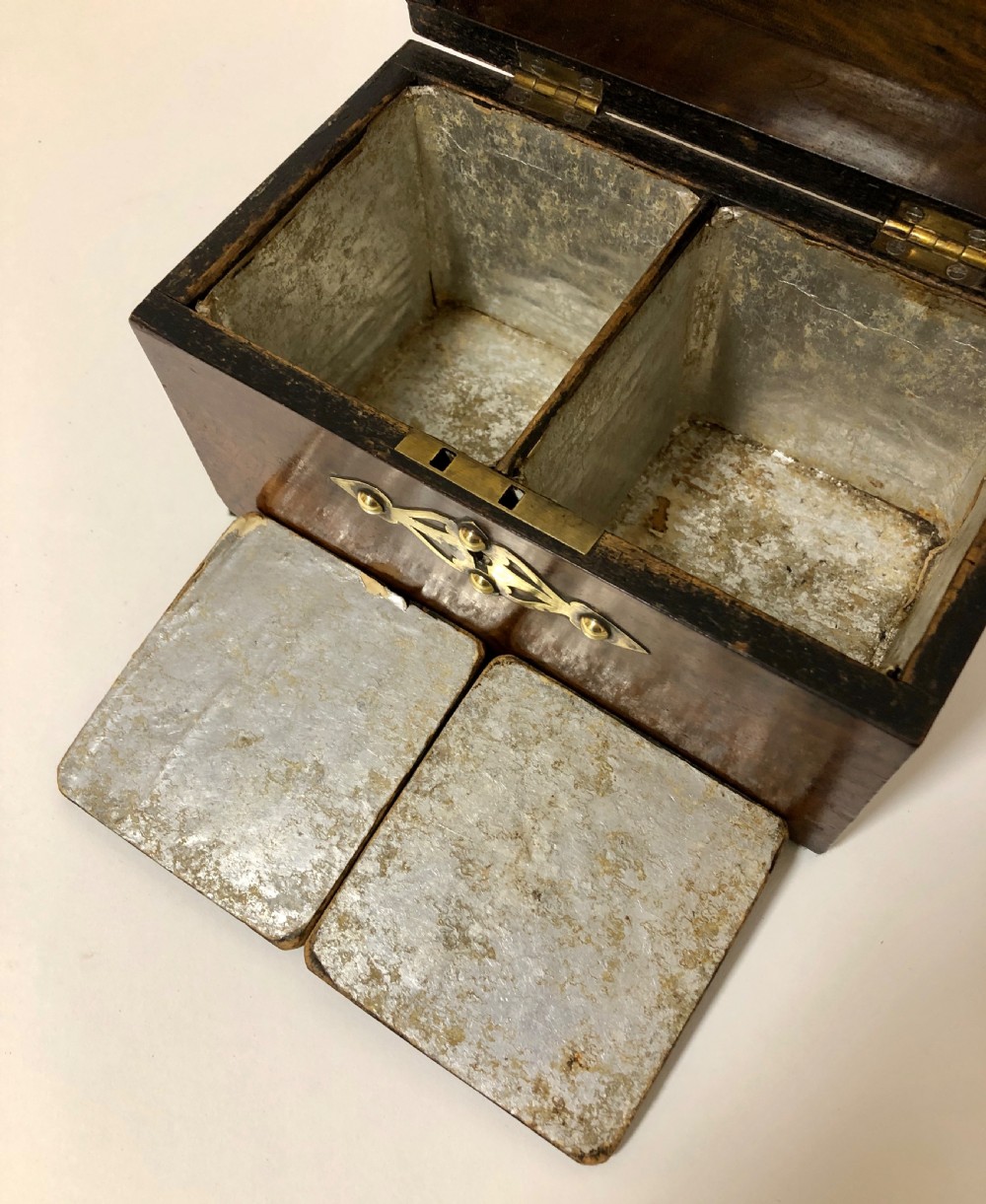 Victorian Walnut Brass Mounted Tea Caddy View XI