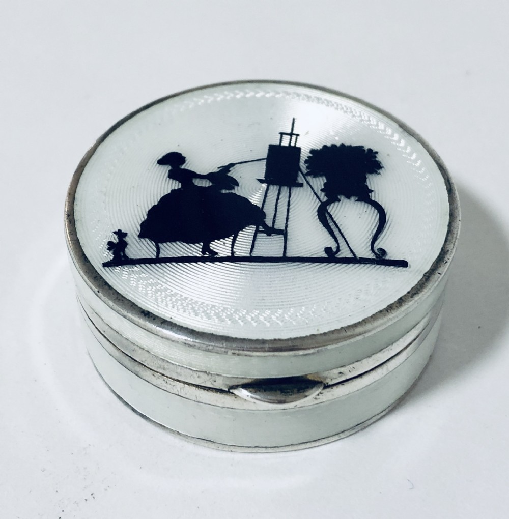 Art Deco Silver and Guilloche Enamel Patch Box