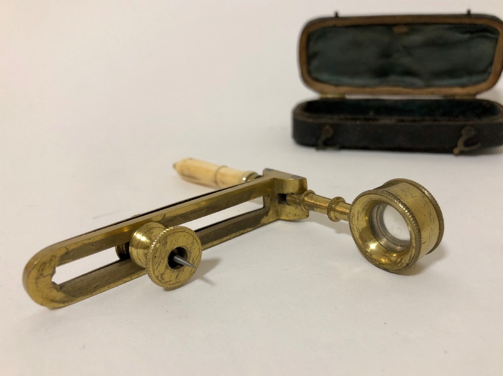 Antique Jones Type Folding Botanical Microscope View VIII