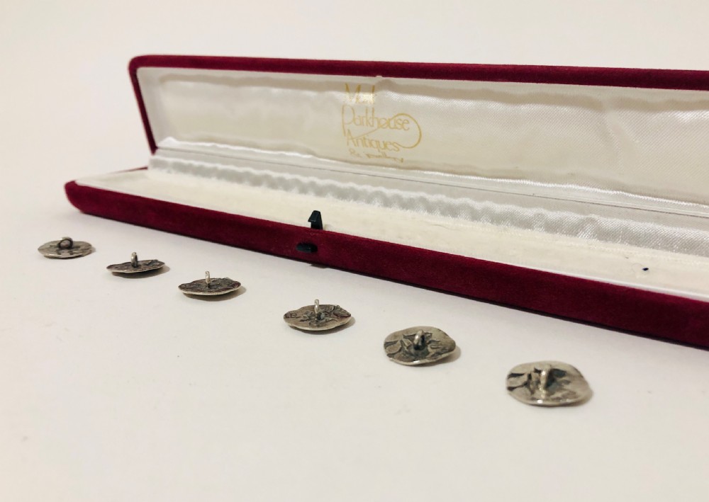 Set of 6 Antique Solid Silver Art Nouveau Buttons View VI