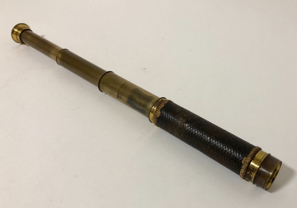 Antique 3 Draw Leather and Brass Telescope