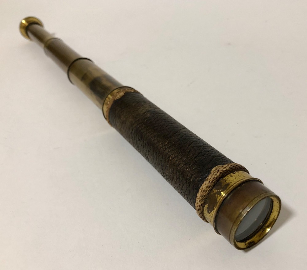 Antique 3 Draw Leather and Brass Telescope View VIII