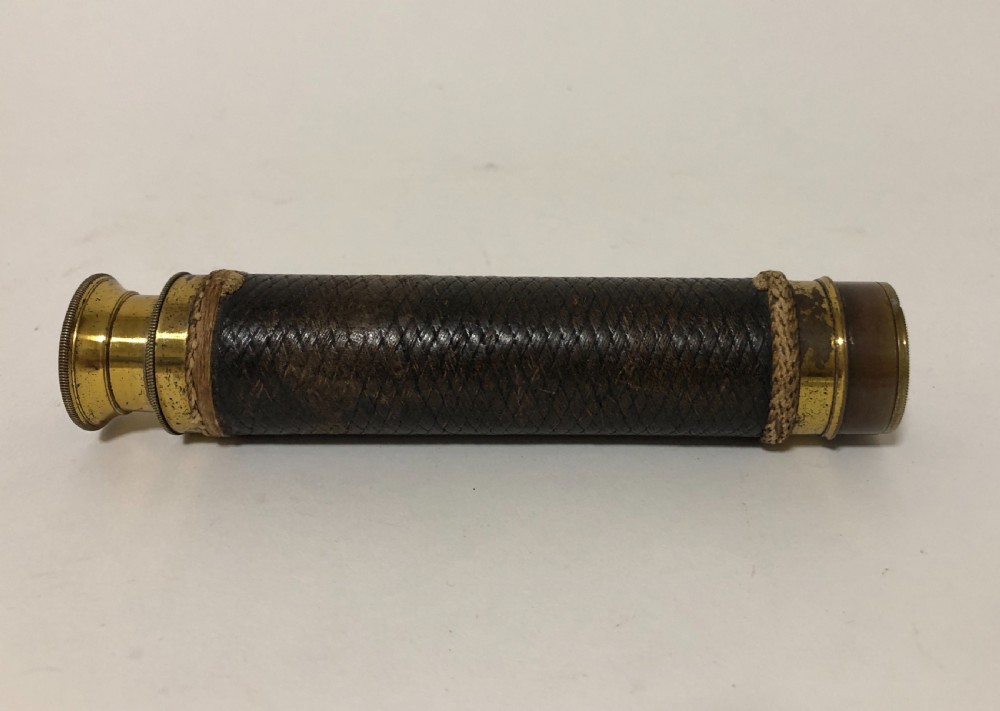 Antique 3 Draw Leather and Brass Telescope View IX