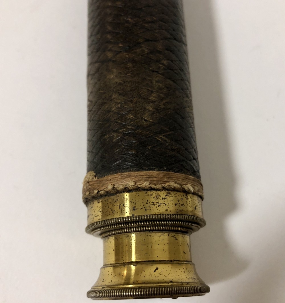 Antique 3 Draw Leather and Brass Telescope View XI