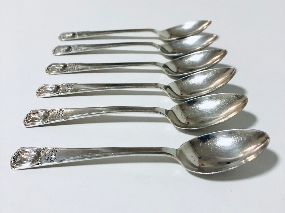 Set of 6 Antique Solid Silver Spoons commemorating King George V Jubilee 1934 View V