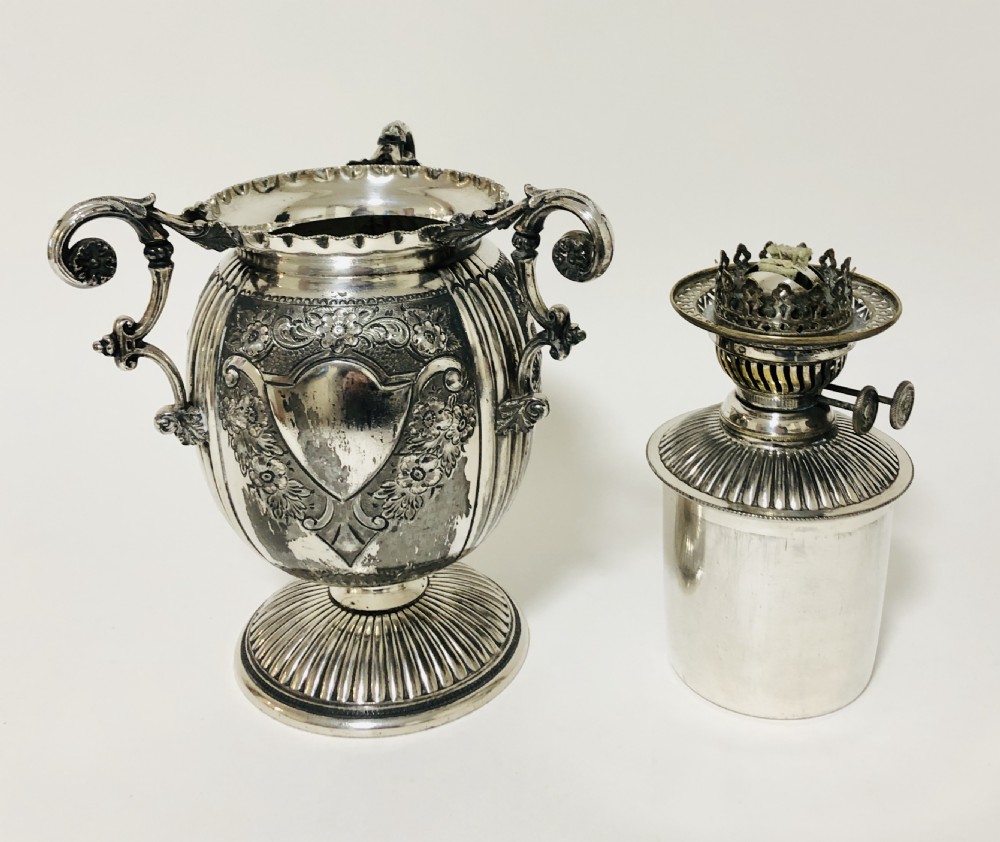 Victorian Silver Plated Evered's Oil Lamp View III