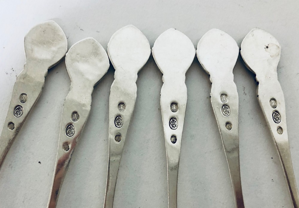 Set of 6 Antique Arts and Crafts Solid Silver Danish Spoons View IX