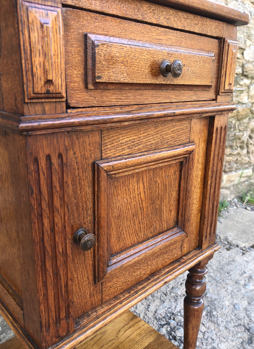 Antique French Oak Bedside Pot Cupboard View VI