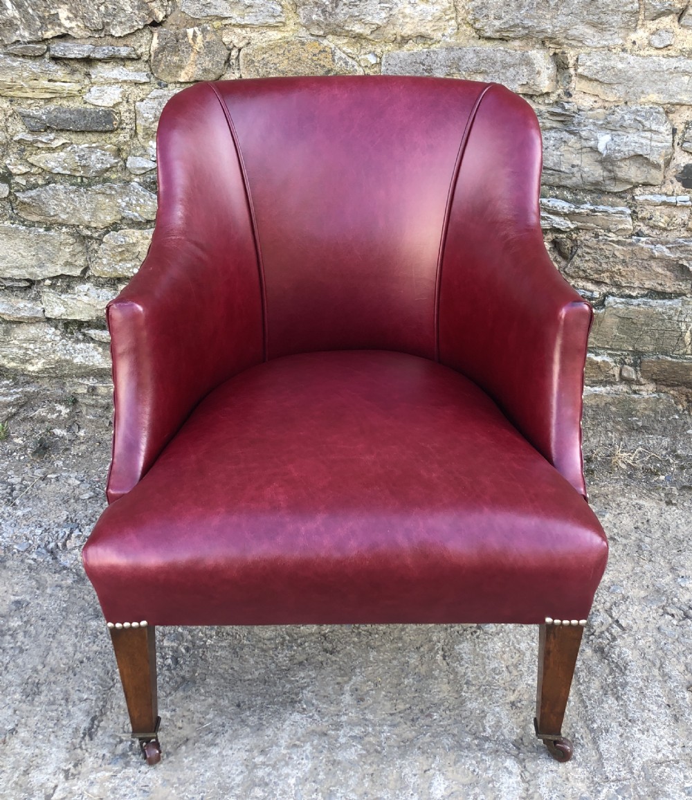 Antique Edwardian Leather Armchair View II