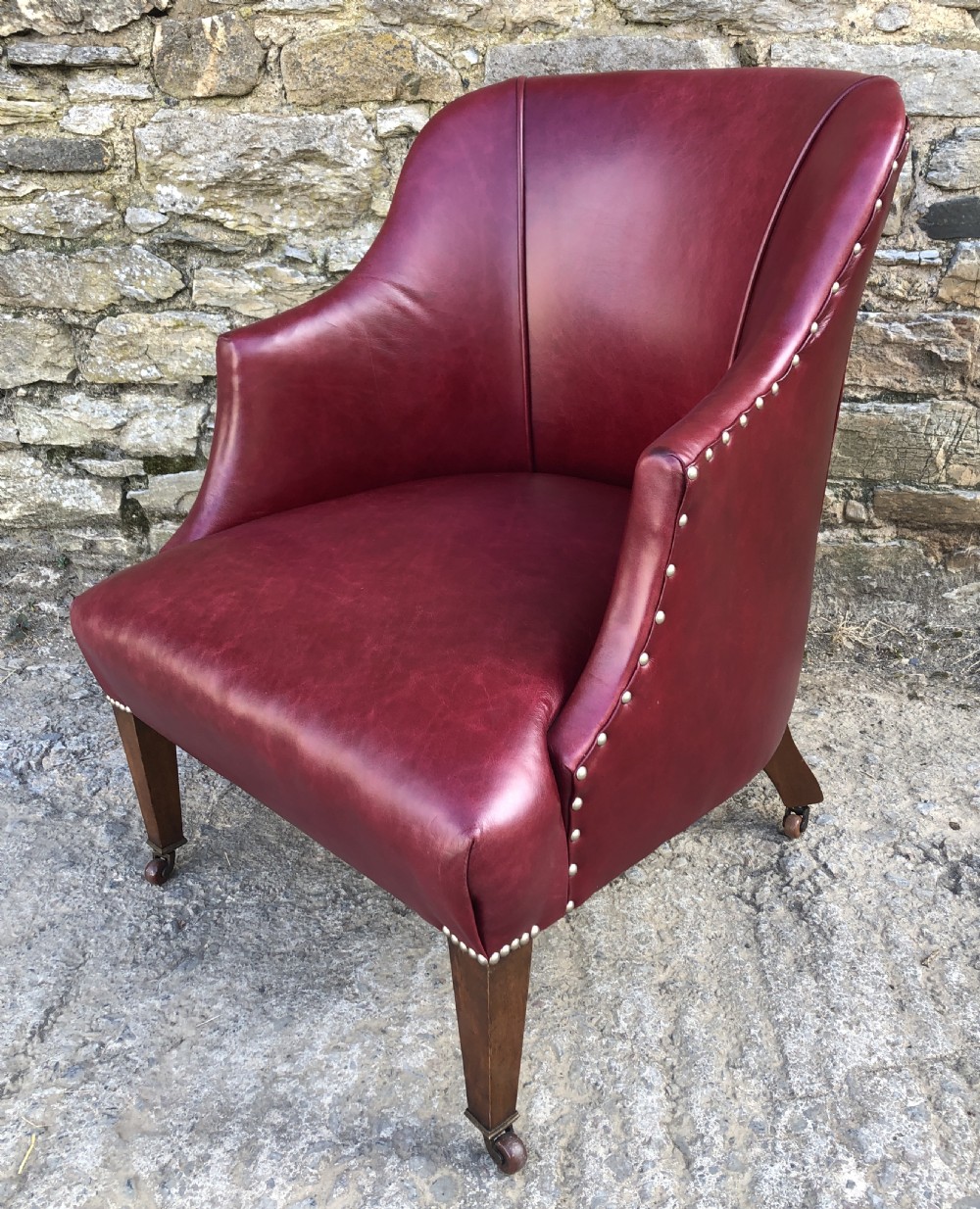 Antique Edwardian Leather Armchair View V