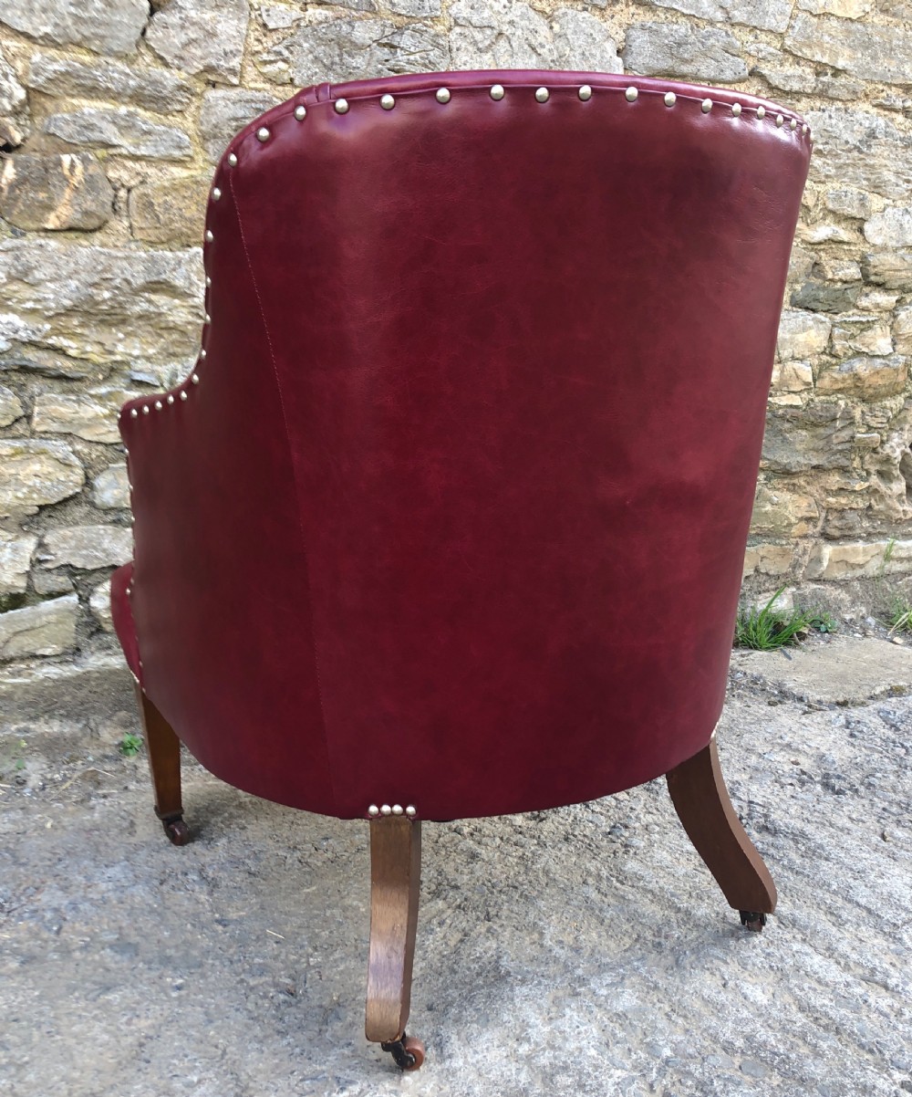 Antique Edwardian Leather Armchair View X