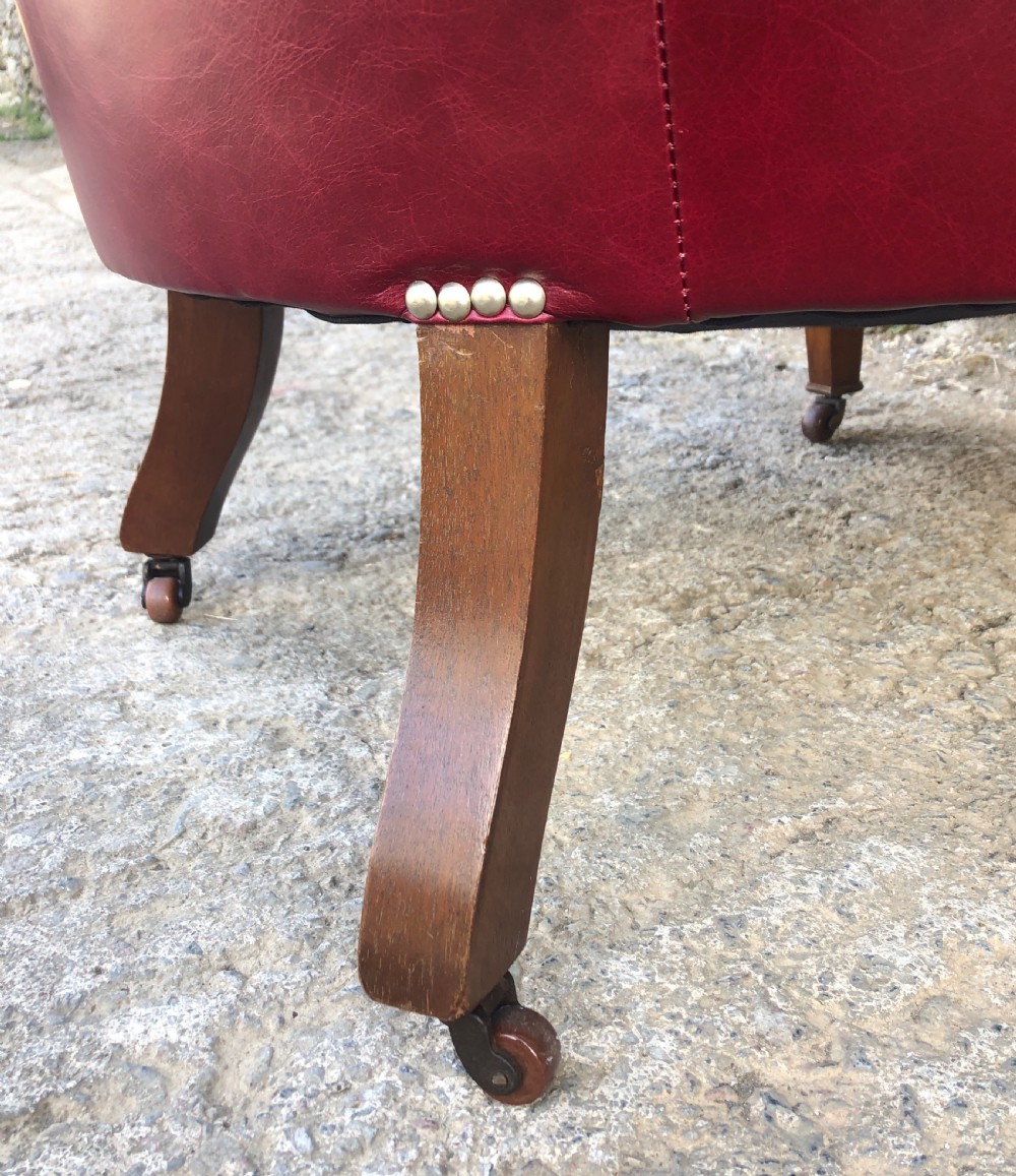 Antique Edwardian Leather Armchair View XI