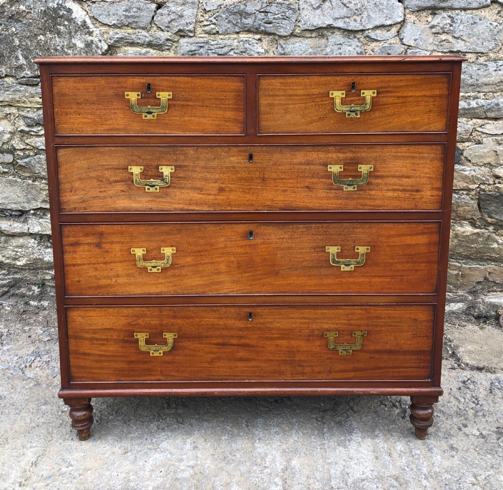 Antique Mahogany Military Campaign Chest of Drawers