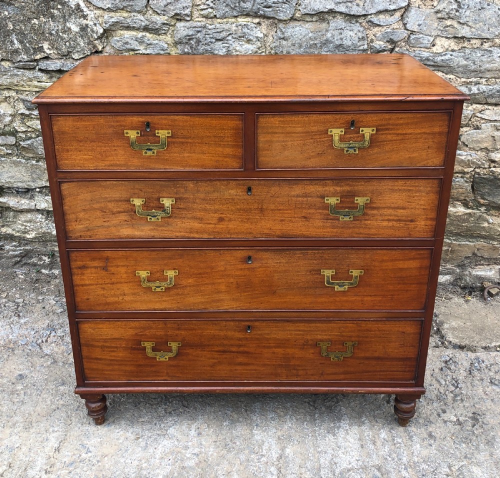 Antique Mahogany Military Campaign Chest of Drawers View V
