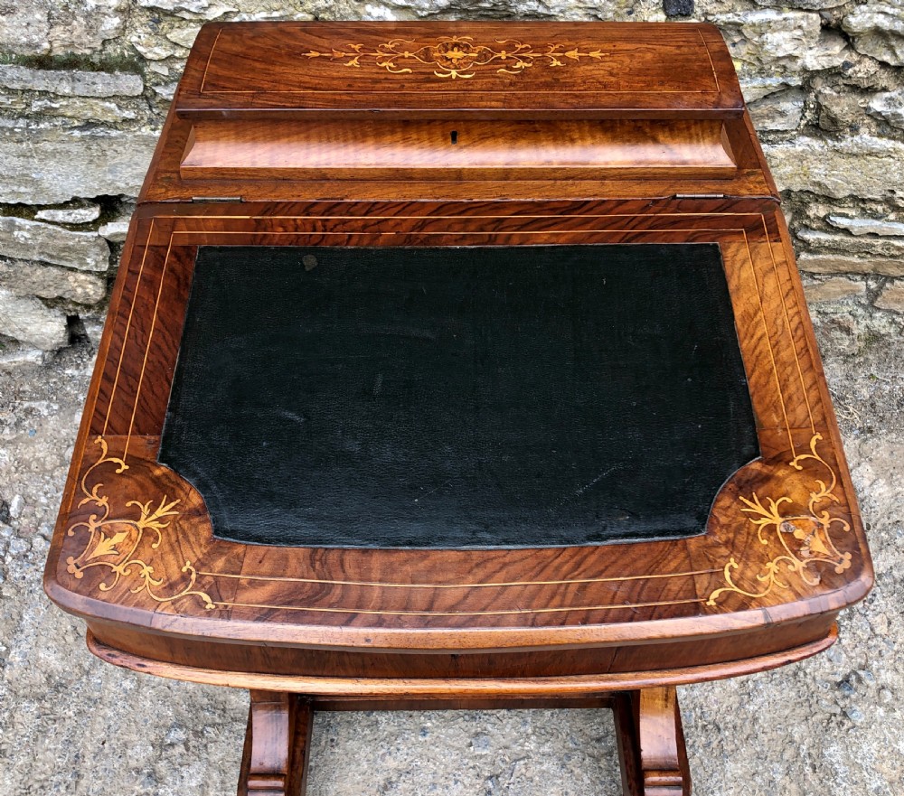Victorian Walnut Inlaid Davenport  View III