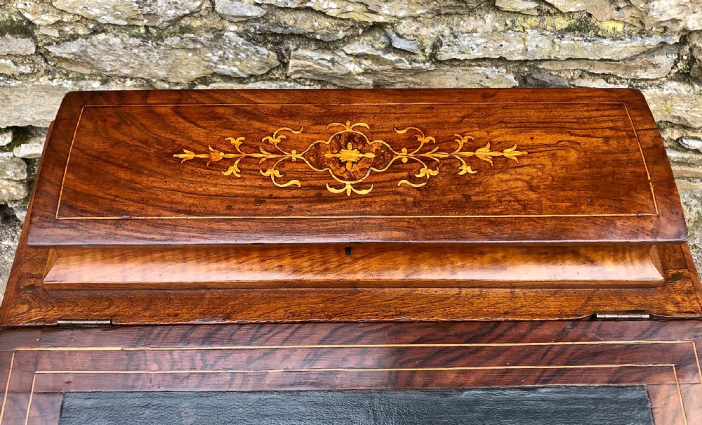 Victorian Walnut Inlaid Davenport  View IV