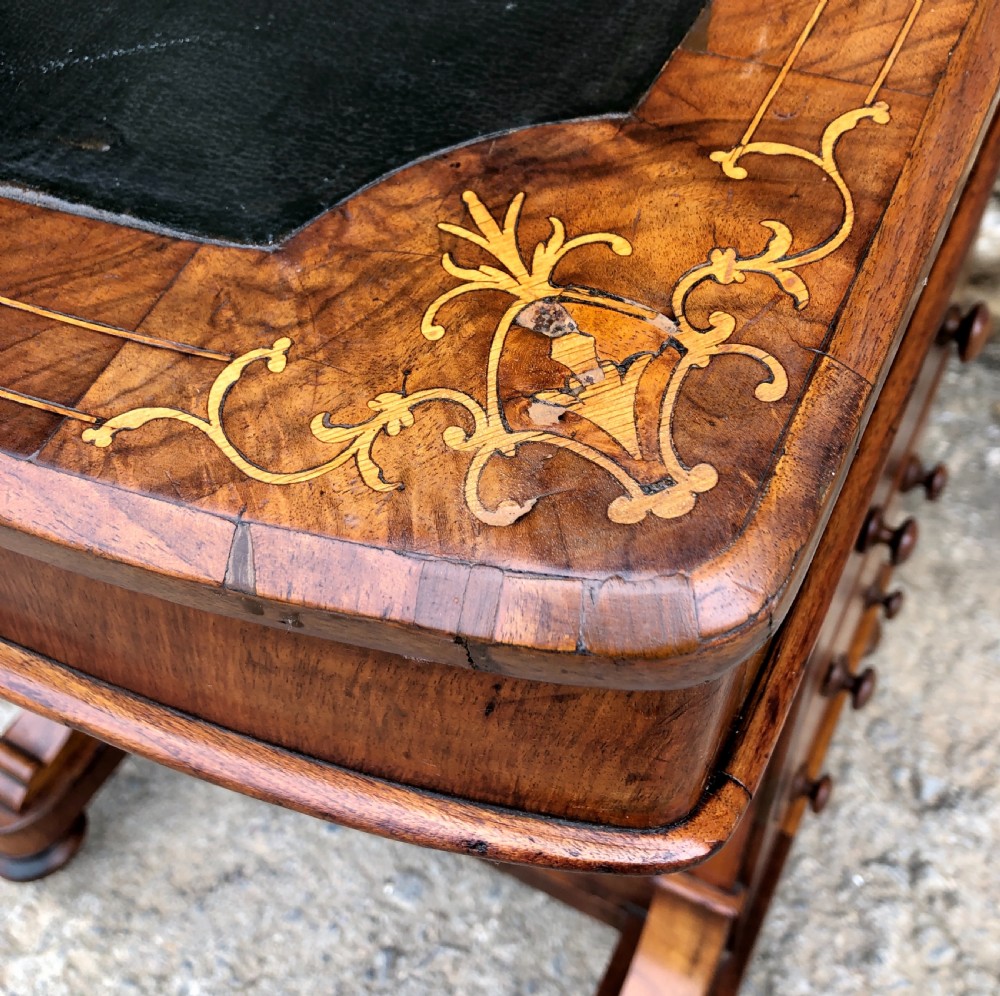 Victorian Walnut Inlaid Davenport  View VII