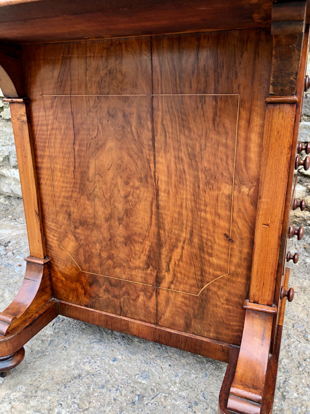 Victorian Walnut Inlaid Davenport  View XII