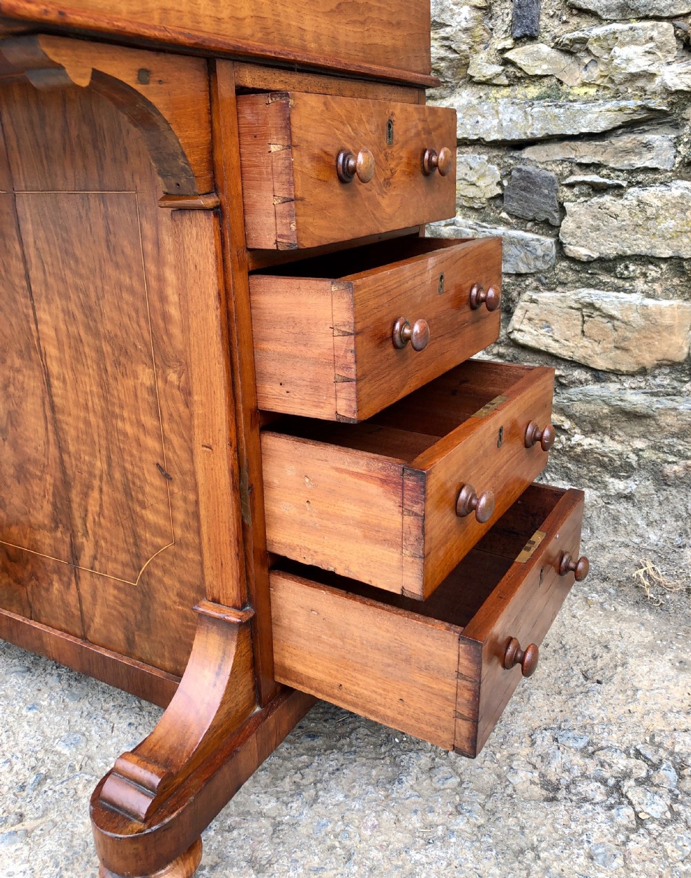 Victorian Walnut Inlaid Davenport  View XIII