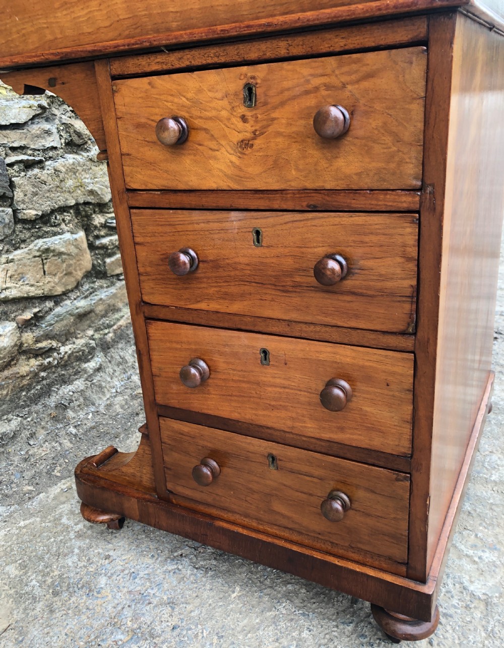 Victorian Walnut Inlaid Davenport  View XVIII