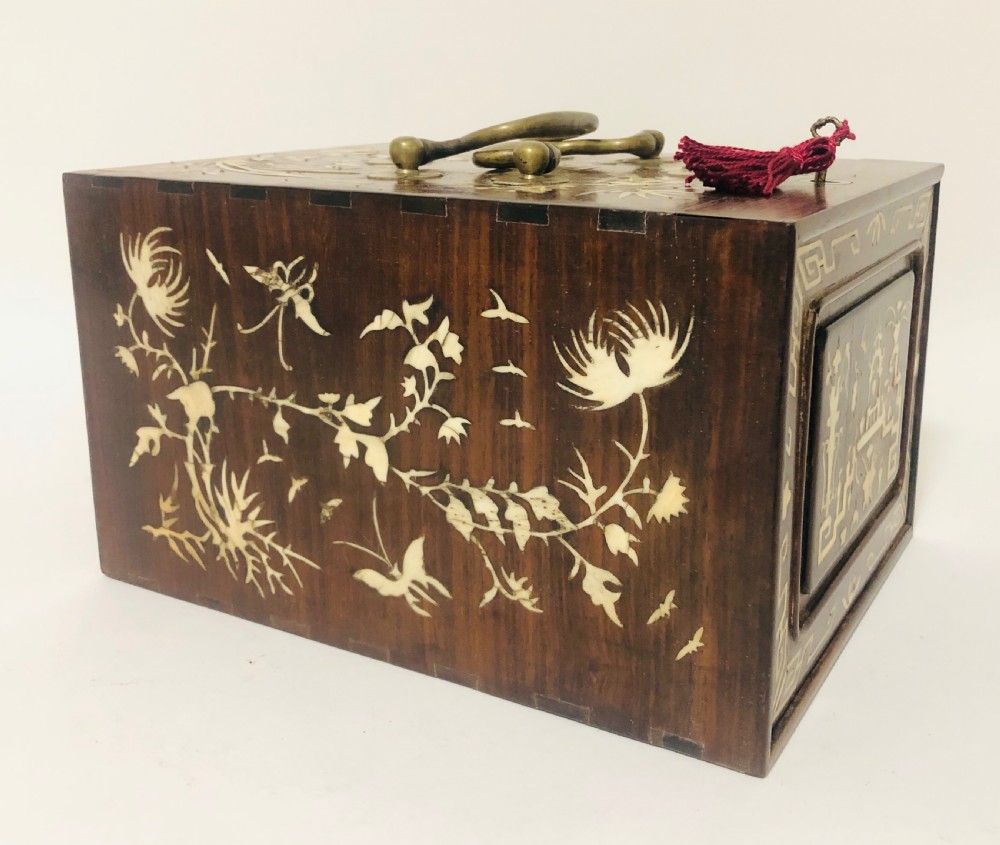 Antique Bone and Bamboo Mahjong Set in Box View II