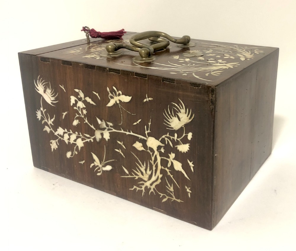 Antique Bone and Bamboo Mahjong Set in Box View IV