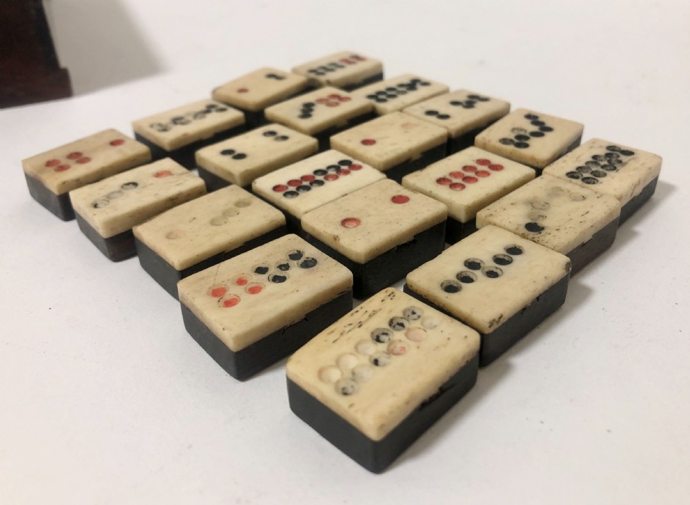 Antique Bone and Bamboo Mahjong Set in Box View XIII