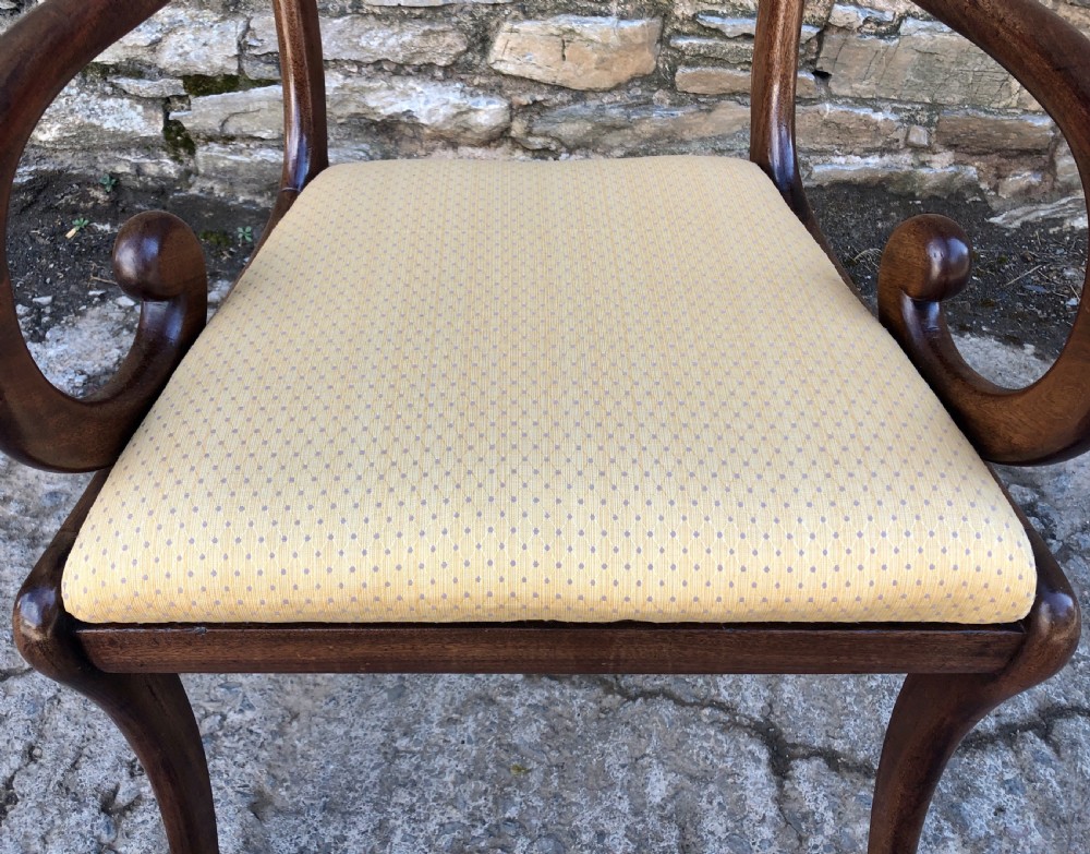 Regency Mahogany Scroll Arm Carver Chair View XI