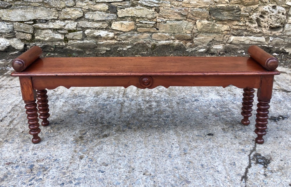Victorian Mahogany Window Seat Hall Bench 