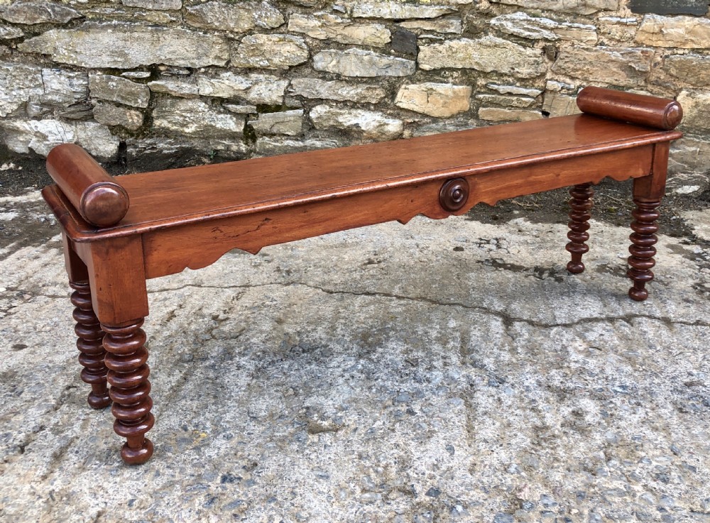 Victorian Mahogany Window Seat Hall Bench  View XI