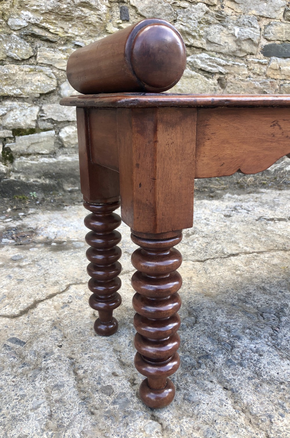 Victorian Mahogany Window Seat Hall Bench  View XIII