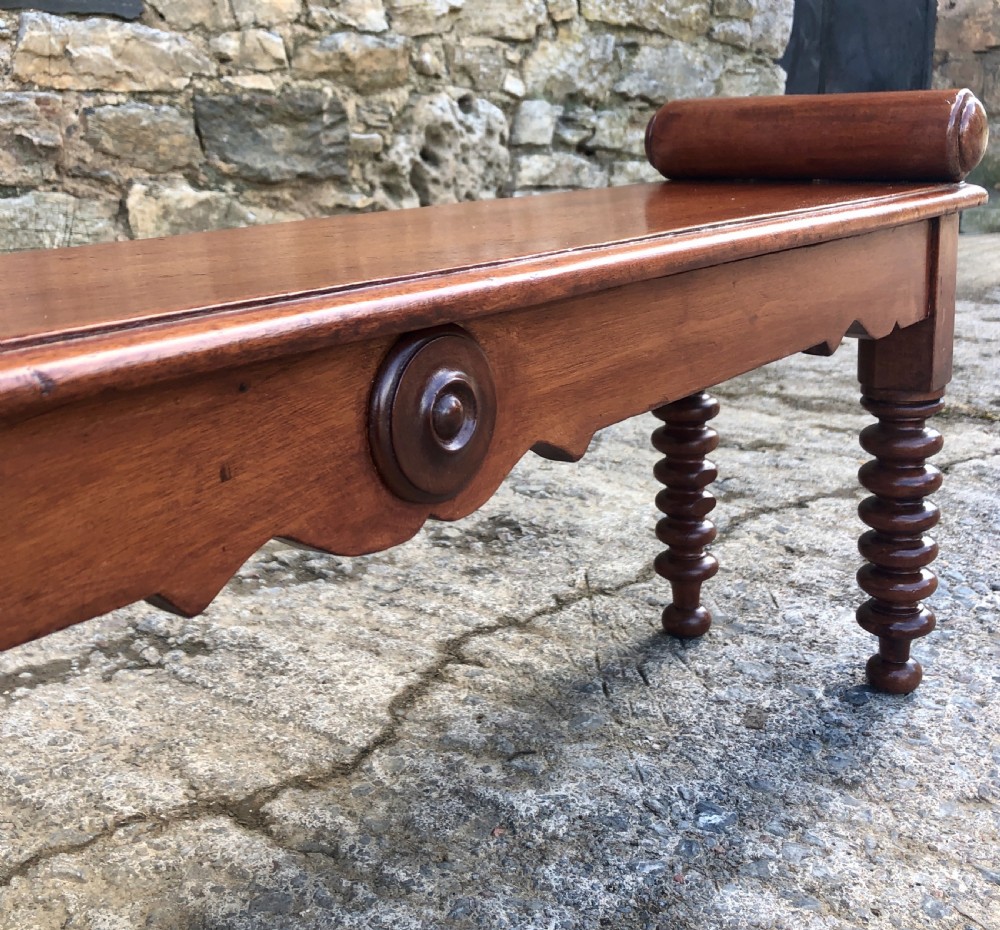 Victorian Mahogany Window Seat Hall Bench  View XIV
