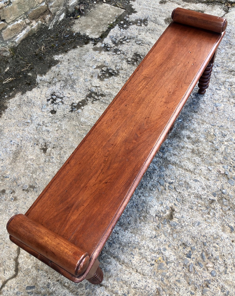 Victorian Mahogany Window Seat Hall Bench  View XV
