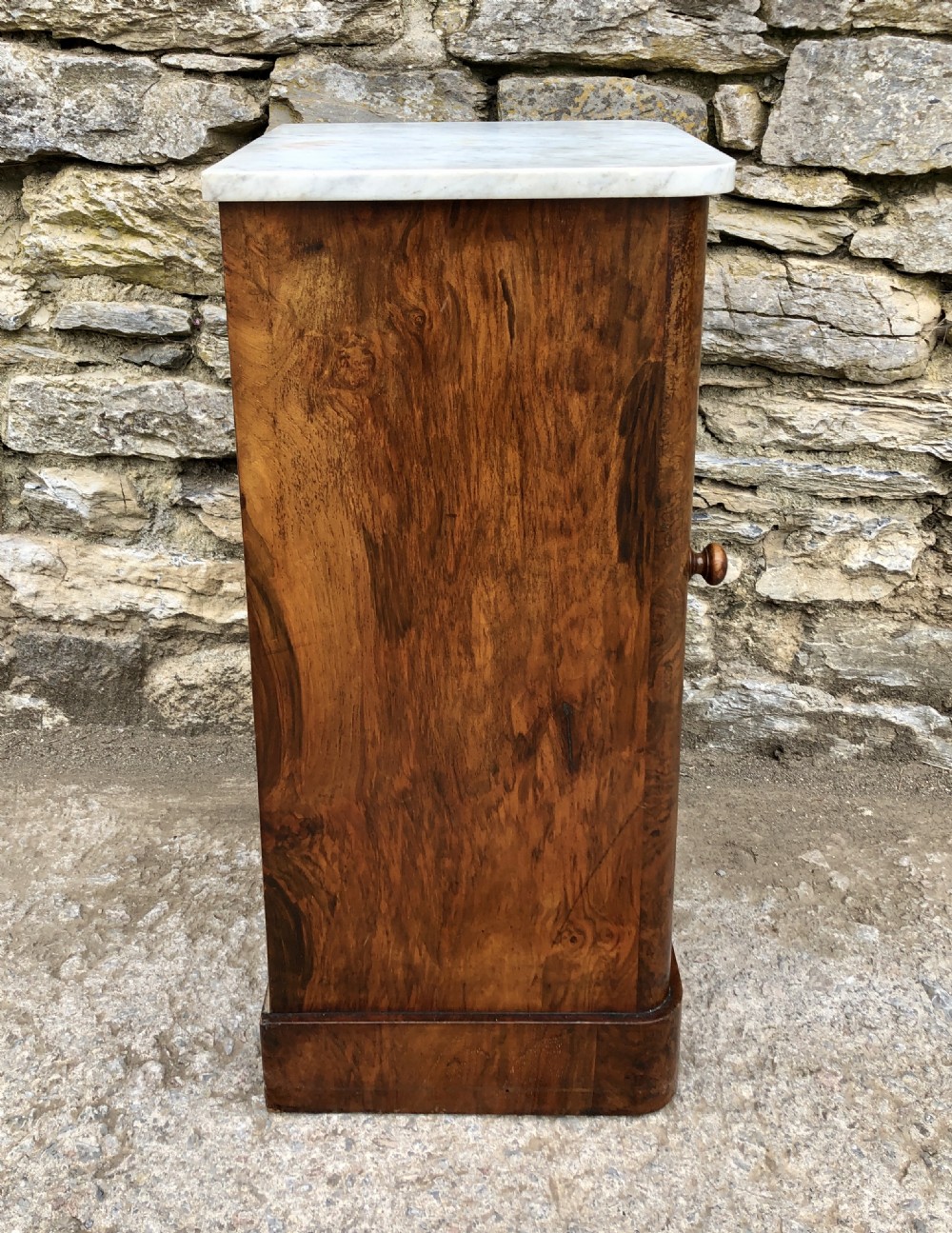 Victorian Burr Walnut Marble Top Bedside Cupboard View VIII