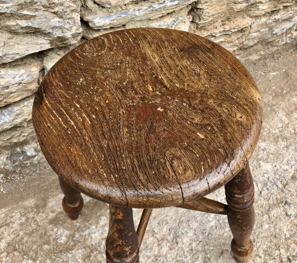 Antique Elm Tavern Stool View III