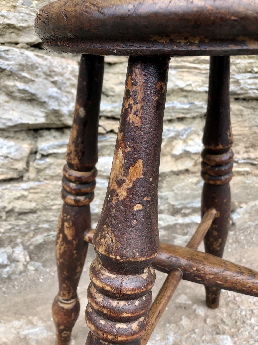 Antique Elm Tavern Stool View V