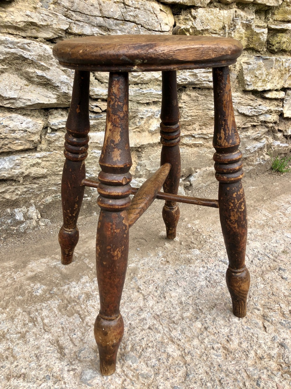 Antique Elm Tavern Stool View VII